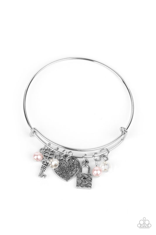 Paparazzi Accessories-Here Comes Cupid Pink Charm Bracelet