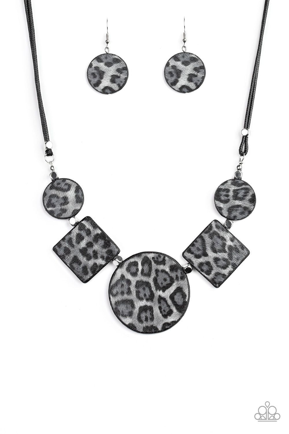 Paparazzi Accessories-Here Kitty Kitty Silver Cheetah Print Necklace Set