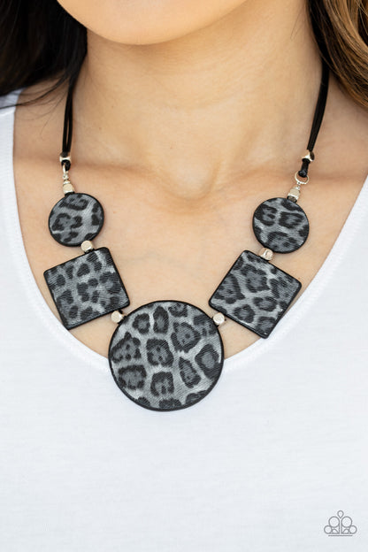Paparazzi Accessories-Here Kitty Kitty Silver Cheetah Print Necklace Set