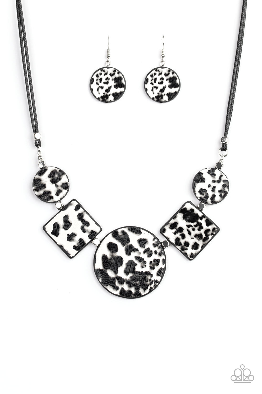Paparazzi Accessories-Here Kitty Kitty White Cheetah Print Necklace Set