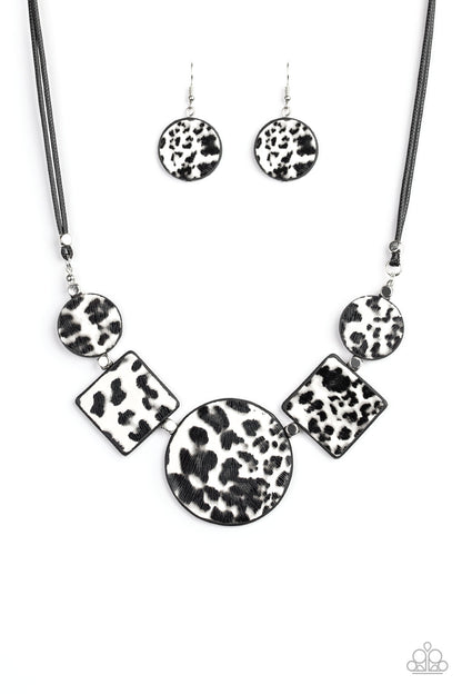 Paparazzi Accessories-Here Kitty Kitty White Cheetah Print Necklace Set
