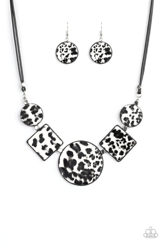 Paparazzi Accessories-Here Kitty Kitty White Cheetah Print Necklace Set
