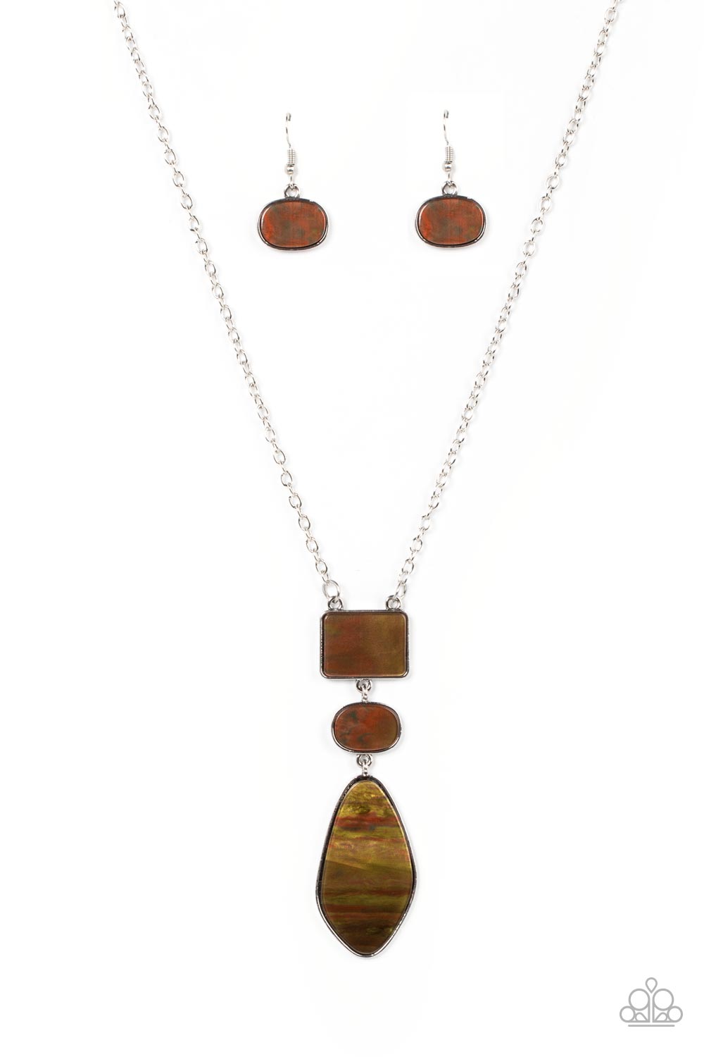 Paparazzi Accessories-Hidden Cove Brown Iridescent Oval Shell Necklace Set