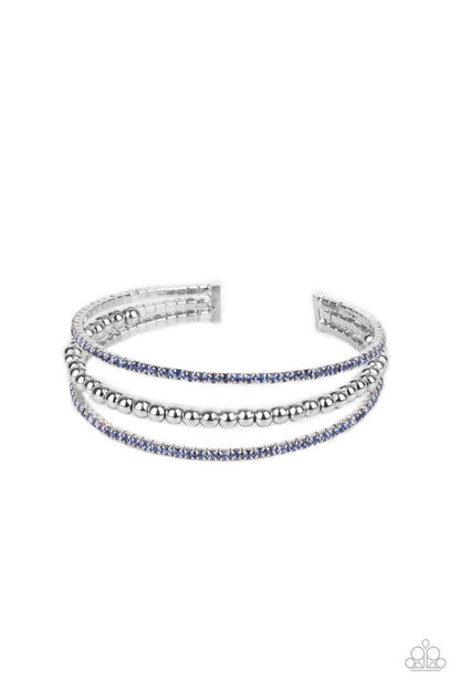 Paparazzi Accessories-High End Eye Candy Blue Rhinestone Bracelet