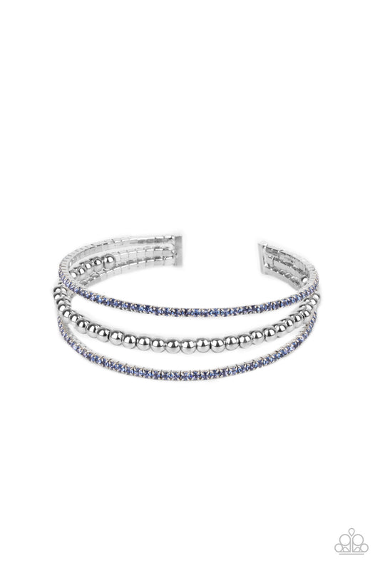 Paparazzi Accessories-High End Eye Candy Blue Rhinestone Bracelet