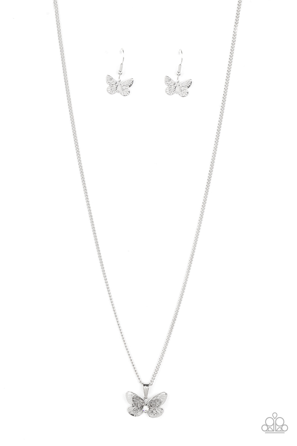Paparazzi Accessories-High-Flying Fashion Iridescent Butterfly Necklace Set