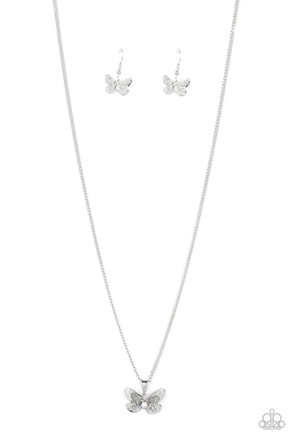 Paparazzi Accessories-High-Flying Fashion Iridescent Butterfly Necklace Set