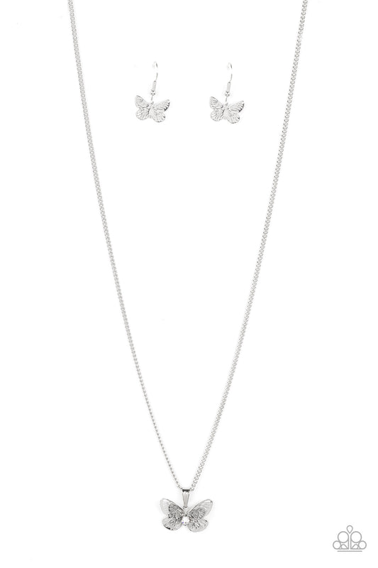 Paparazzi Accessories-High-Flying Fashion Iridescent Butterfly Necklace Set