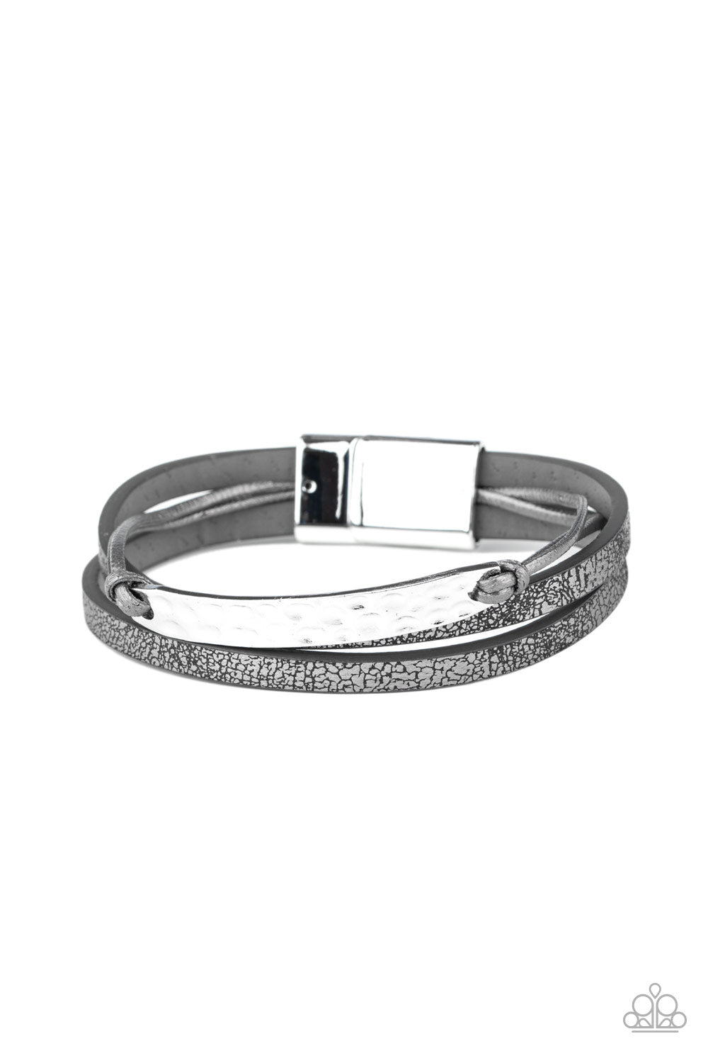 Paparazzi Accessories-High-Strung Style Silver Leather Cord Bracelet