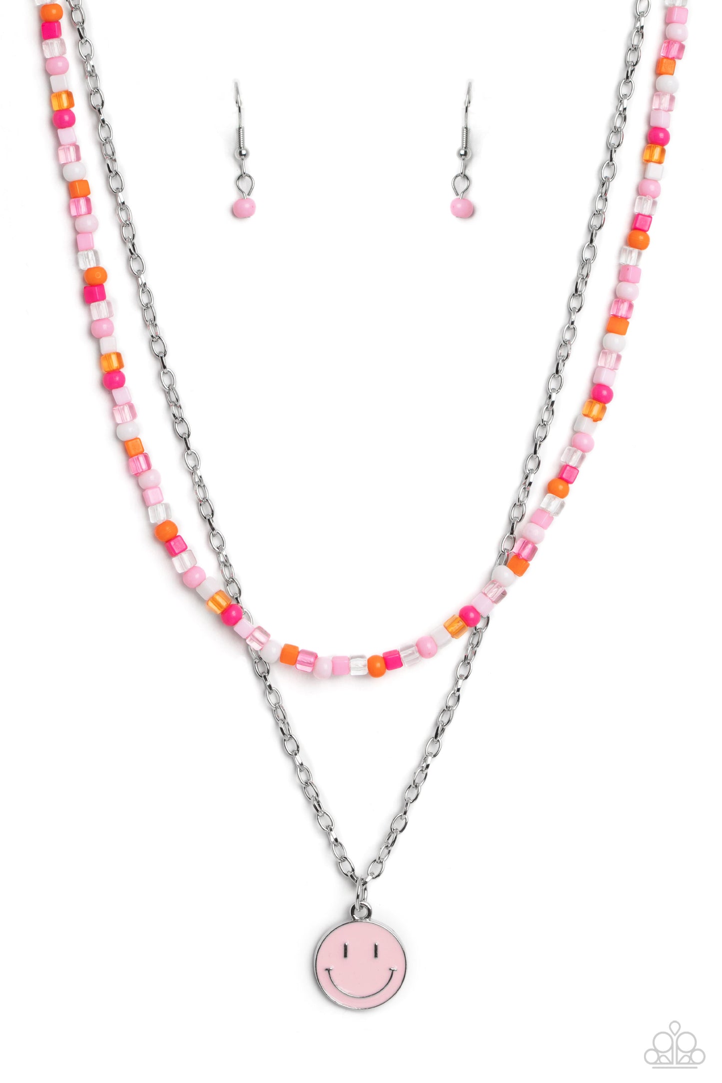 Paparazzi Accessories-High School Reunion Pink Smiley Face Necklace Set