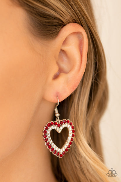 Paparazzi Accessories-High School Sweethearts Red Earrings