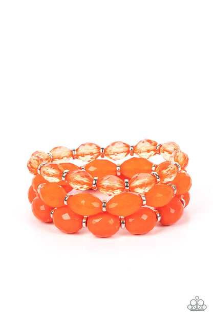 Paparazzi Accessories-High Tide Hammock Orange Acrylic Bead Bracelet