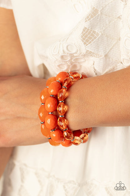 Paparazzi Accessories-High Tide Hammock Orange Acrylic Bead Bracelet