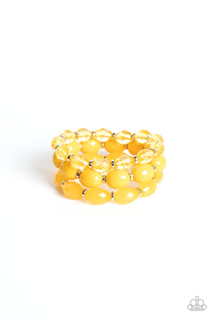 Paparazzi Accessories-High Tide Hammock Yellow Acrylic Bead Bracelet