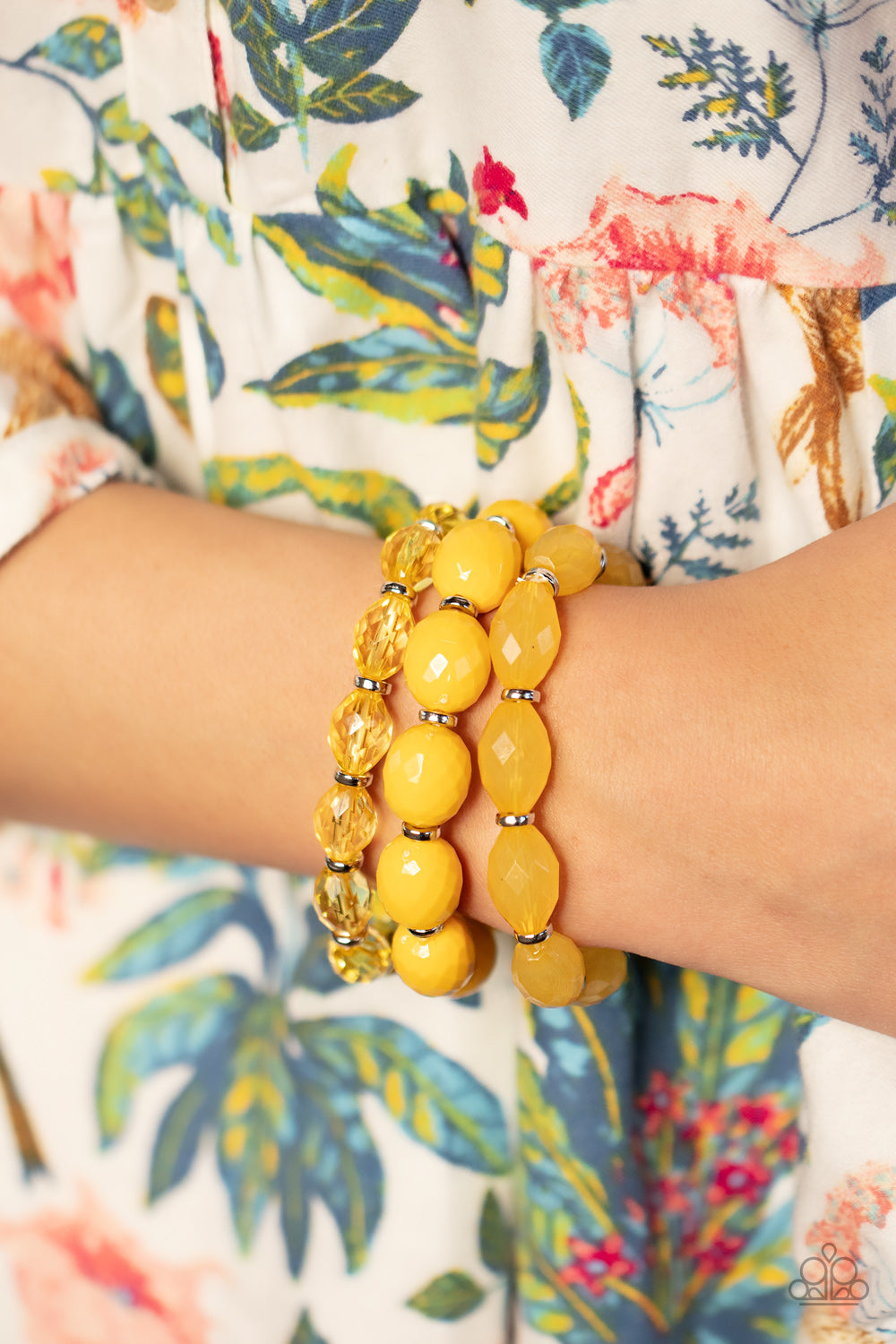 Paparazzi Accessories-High Tide Hammock Yellow Acrylic Bead Bracelet