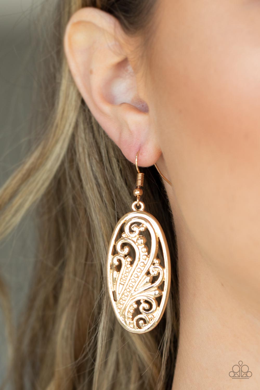 Paparazzi Accessories-High Tide Terrace Gold Dotted Blossom Earrings