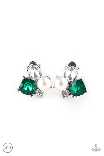 Paparazzi Accessories-Highly High Class Green Clip-On Earrings