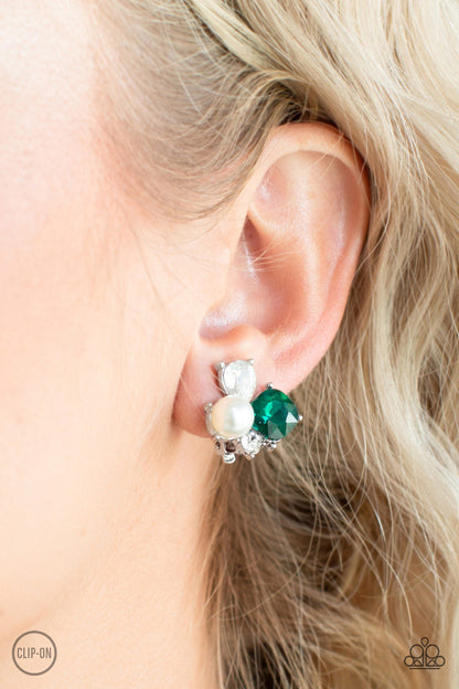 Paparazzi Accessories-Highly High Class Green Clip-On Earrings