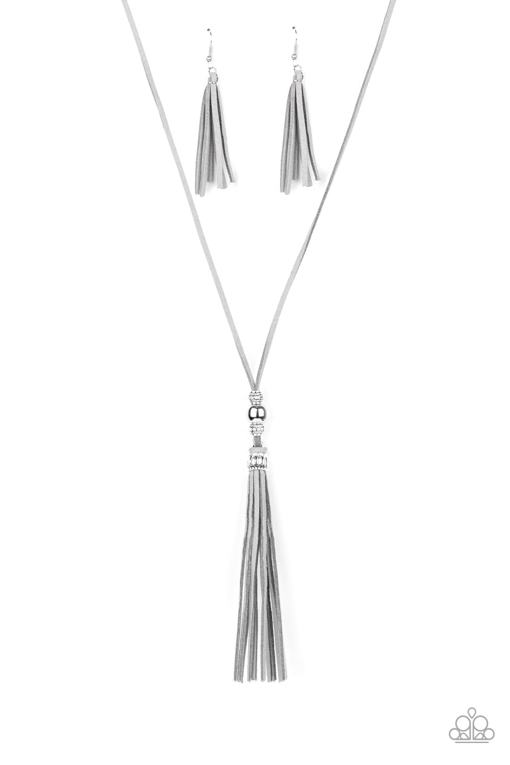 Paparazzi Accessories-Hold MY Tassel Silver Necklace Set