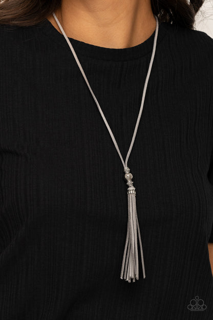 Paparazzi Accessories-Hold MY Tassel Silver Necklace Set