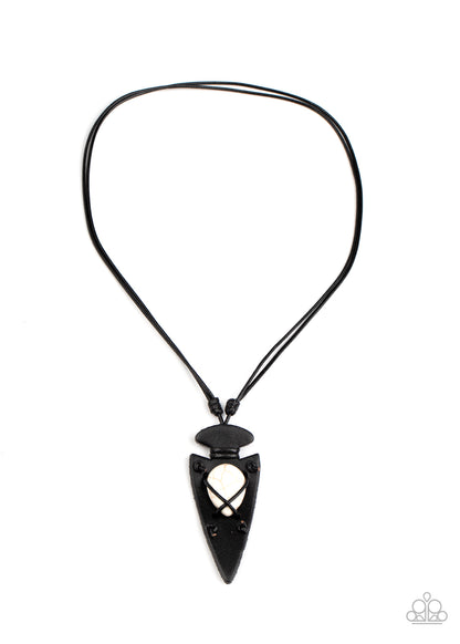 Paparazzi Accessories-Hold Your ARROWHEAD UP HIGH Men's White Neck Cord