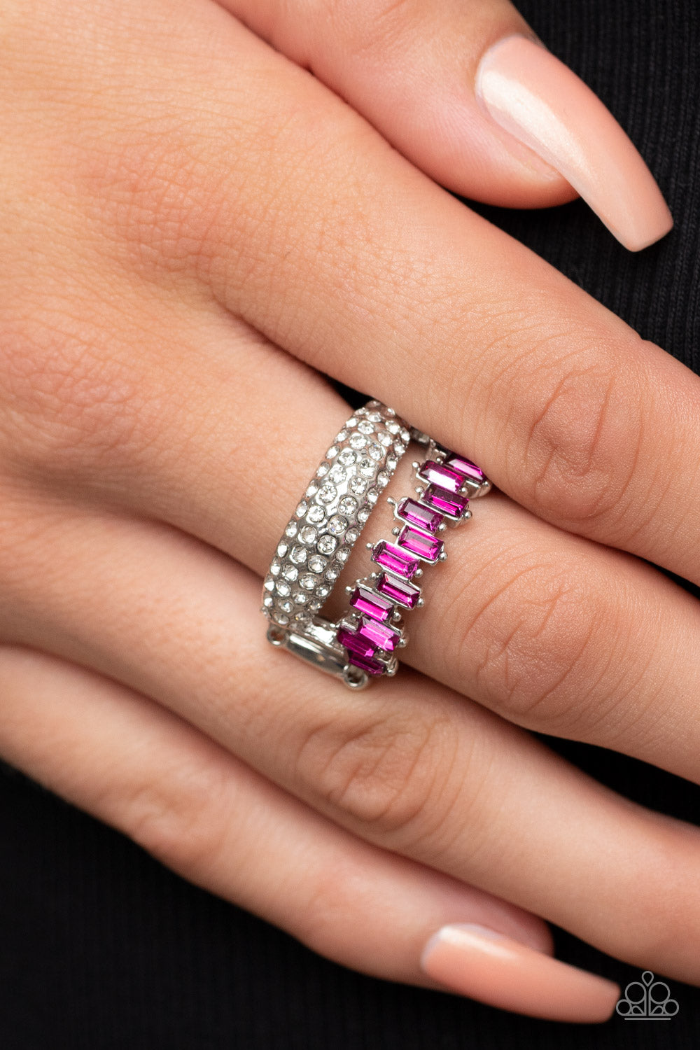 Paparazzi Accessories-Hold Your CROWN High Pink Emerald Rhinestone Ring