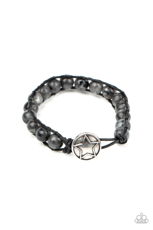 Paparazzi  Accessories-Homespun Stones Black Silver Star Bracelet