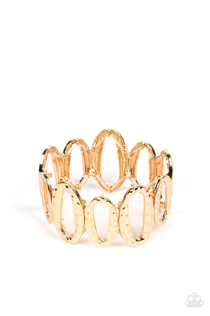 Paparazzi Accessories-Homestead Heirloom Gold Hammered Oval Bracelet