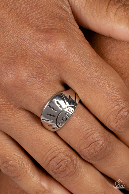 Paparazzi Accessories-Hope Rising Silver Linear "HOPE" Ring