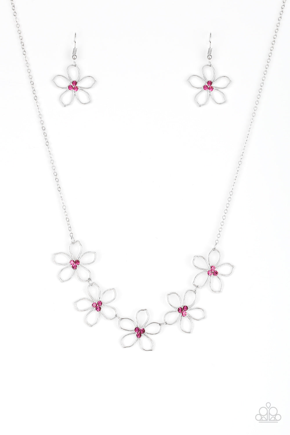 Paparazzi Accessories-Hoppin Hibiscus Pink Necklace Set