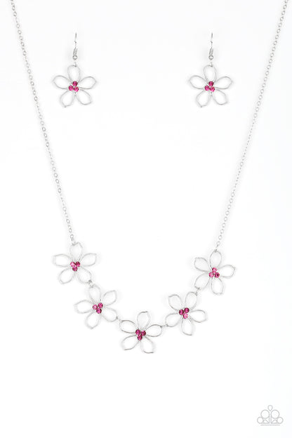 Paparazzi Accessories-Hoppin Hibiscus Pink Necklace Set