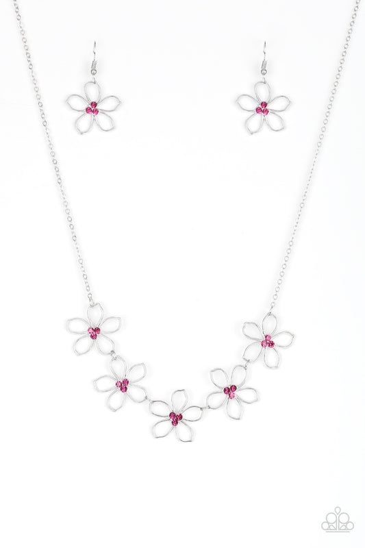 Paparazzi Accessories-Hoppin Hibiscus Pink Necklace Set