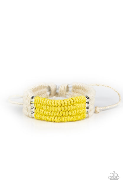 Paparazzi Accessories-Hot Cross BUNGEE Yellow Bracelet