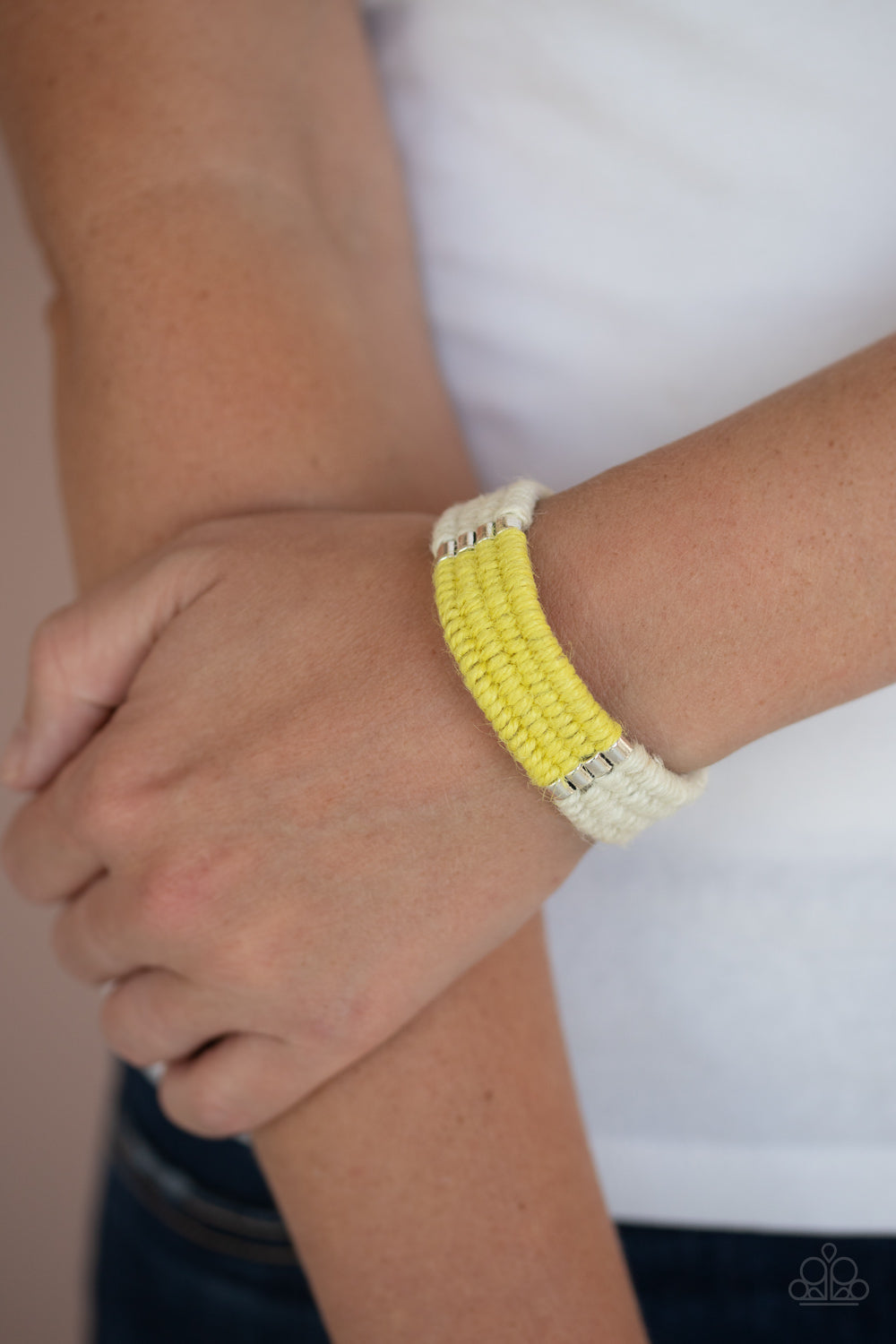Paparazzi Accessories-Hot Cross BUNGEE Yellow Bracelet
