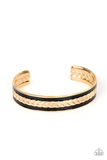 Paparazzi Accessories-Hot On the TRAILBLAZER Gold Braided Men's Cuff Bracelet
