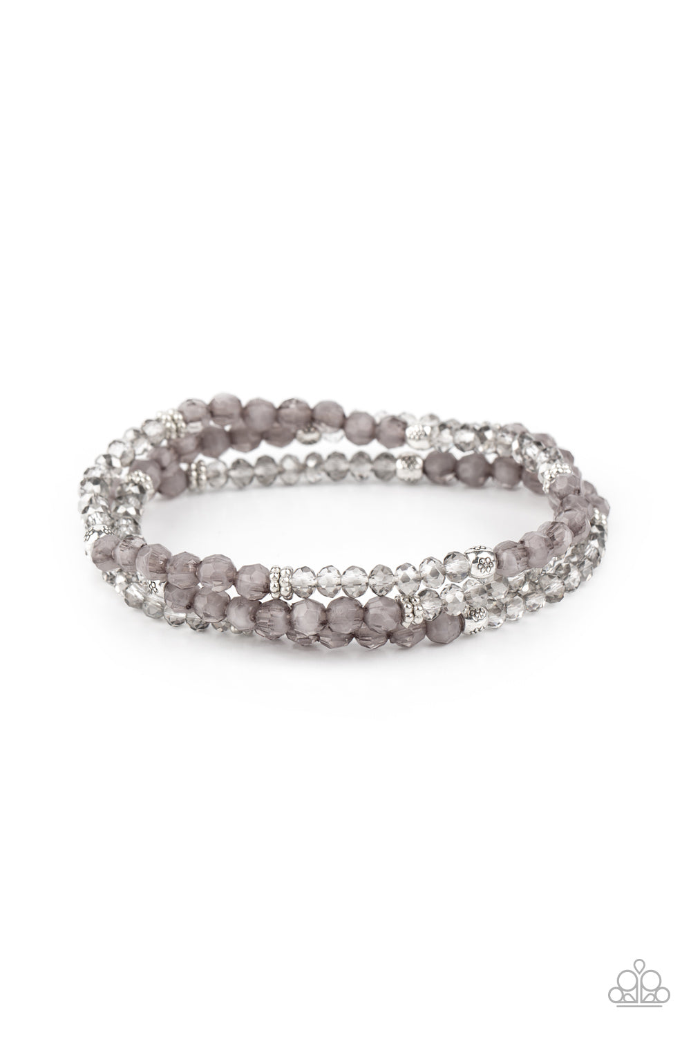 Paparazzi Accessories-How Does Your Garden GLOW Silver Crystal Bead Bracelet
