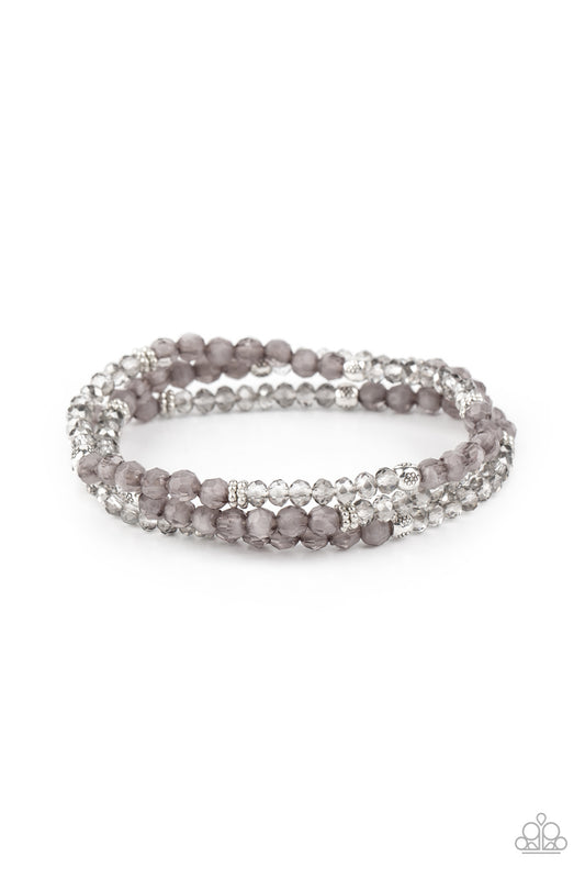 Paparazzi Accessories-How Does Your Garden GLOW Silver Crystal Bead Bracelet