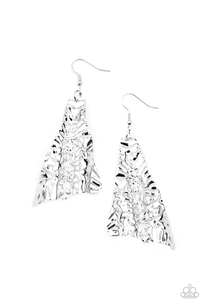 Paparazzi Accessories-How FLARE You! Silver Rippling Earrings