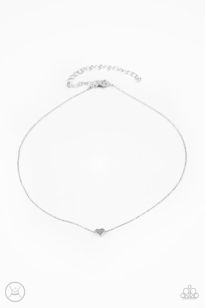 Paparazzi Accessories-Humble Heart Silver Dainty Necklace Set