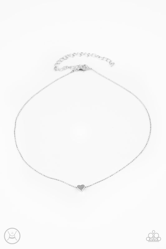 Paparazzi Accessories-Humble Heart Silver Dainty Necklace Set