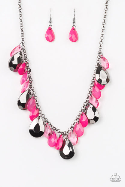 Paparazzi Accessories-Hurricane Season Pink Necklace Set