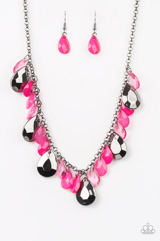 Paparazzi Accessories-Hurricane Season Pink Necklace Set