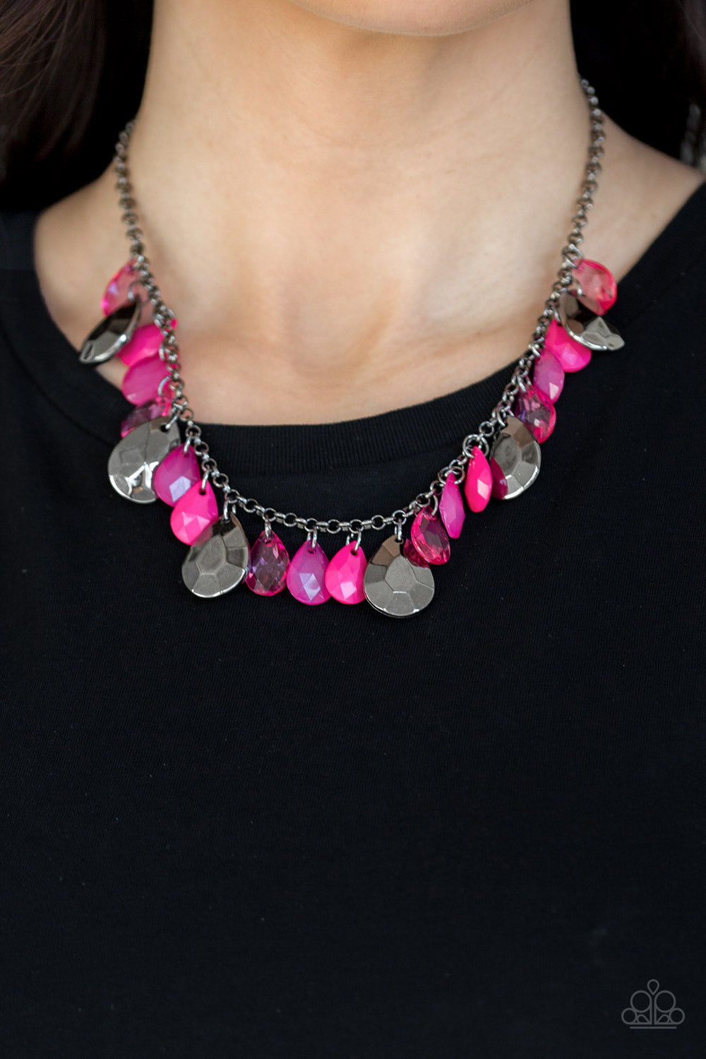 Paparazzi Accessories-Hurricane Season Pink Necklace Set