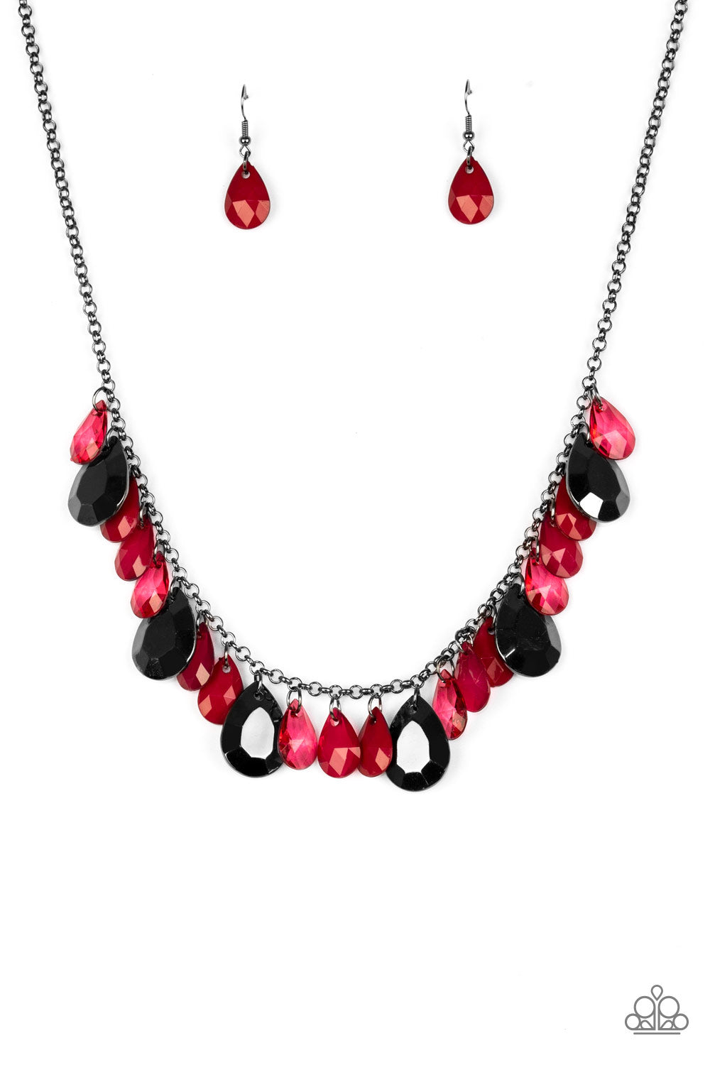 Paparazzi Accessories-Hurricane Season Red Necklace Set