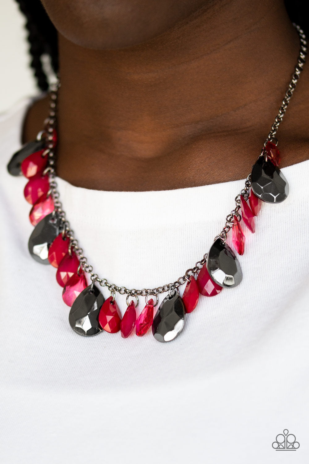 Paparazzi Accessories-Hurricane Season Red Necklace Set