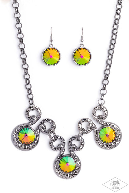 Paparazzi Accessories-Hypnotized Multi Oil Spill Oval Necklace Set