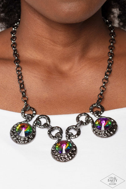 Paparazzi Accessories-Hypnotized Multi Oil Spill Oval Necklace Set