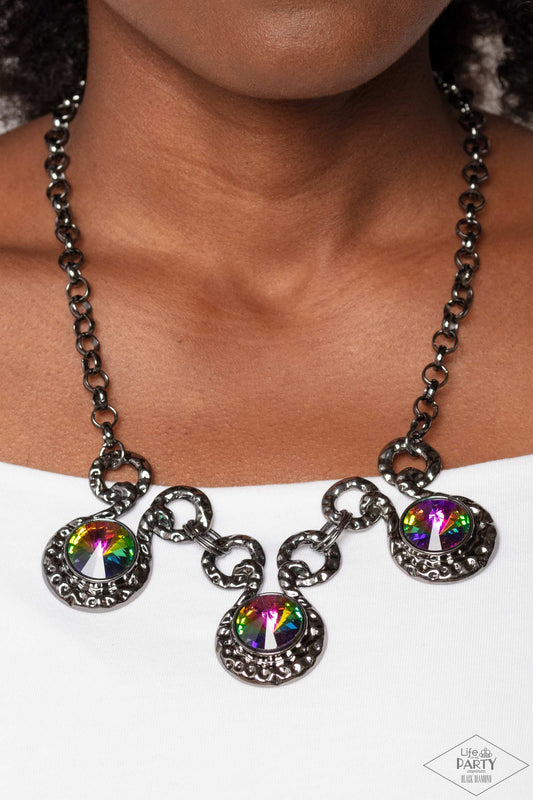 Paparazzi Accessories-Hypnotized Multi Oil Spill Oval Necklace Set