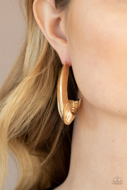 Paparazzi Accessories-I Double FLARE You Gold Linear Earrings