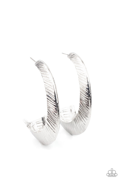 Paparazzi Accessories-I Double FLARE You Silver Linear Earrings